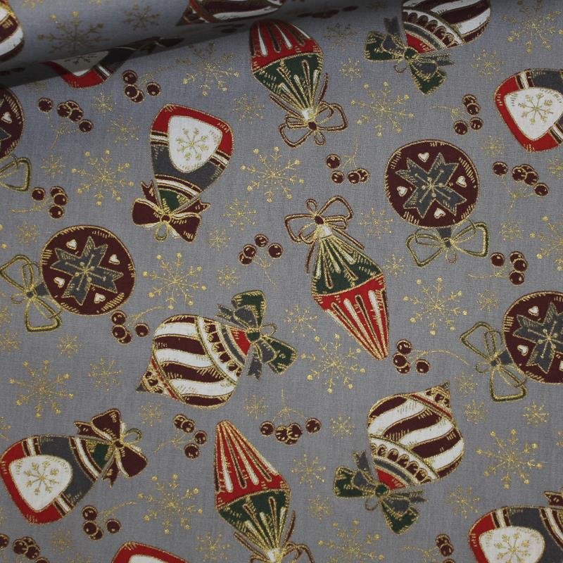 Feinpopeline Weihnachtsdruck Kugel gross grau