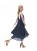 Modestoffe Chiffon-Plissee marine Punkte (Rock)