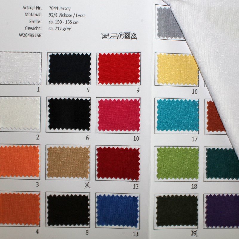 Farbkarte Viskose Jersey in 42 Farben