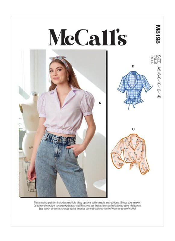 McCALLS Schnittmuster Kurzärmeliges bauchfreies Damen Top