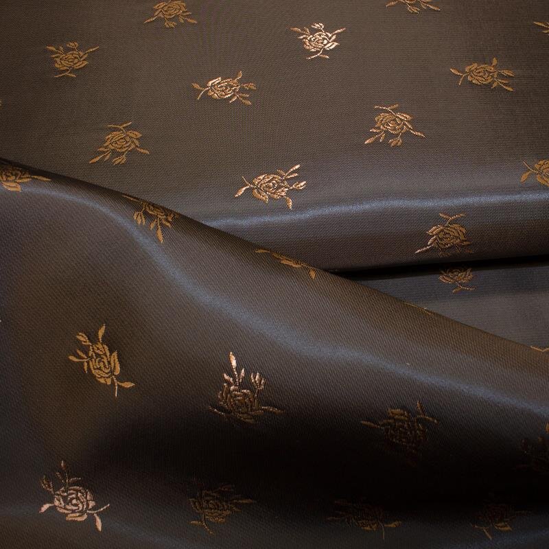 Futterstoff Jacquard Rosen 20 mm dunkelbraun; Design 235-F126031 Fb. 104