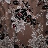 Satin Crash Flockdruck Blumen in schokobraun