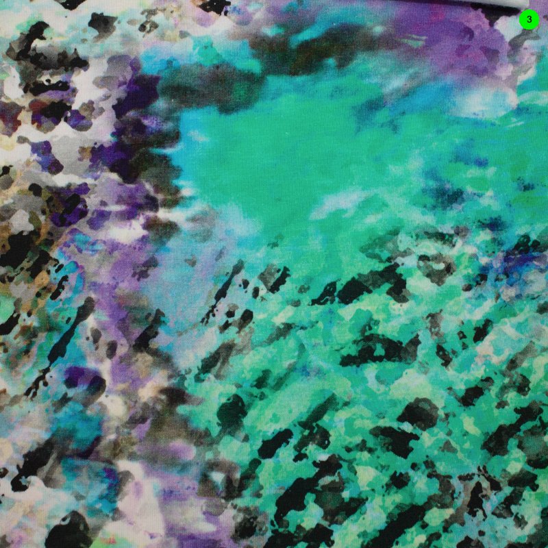 Baumwolljersey Digitaldruck [Öko-Tex] 03 grün-violett