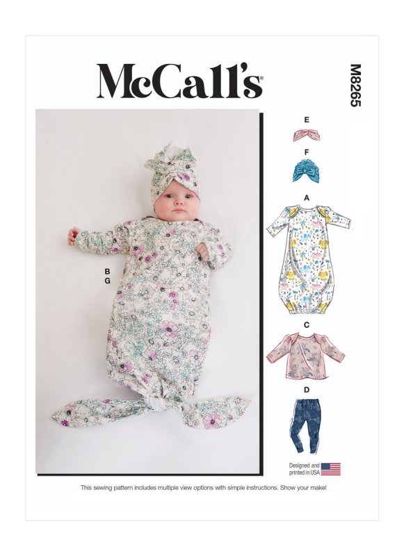 McCALLS Schnittmuster Baby Strampler + Stirnband + Hemd Alle Größen