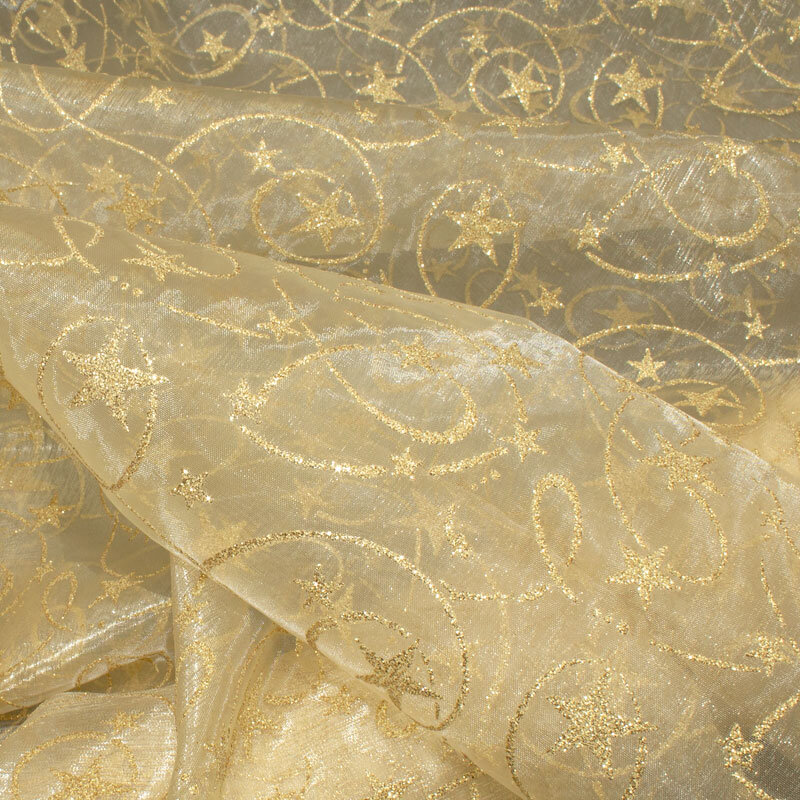 Organza Foliendruck Sterne gold