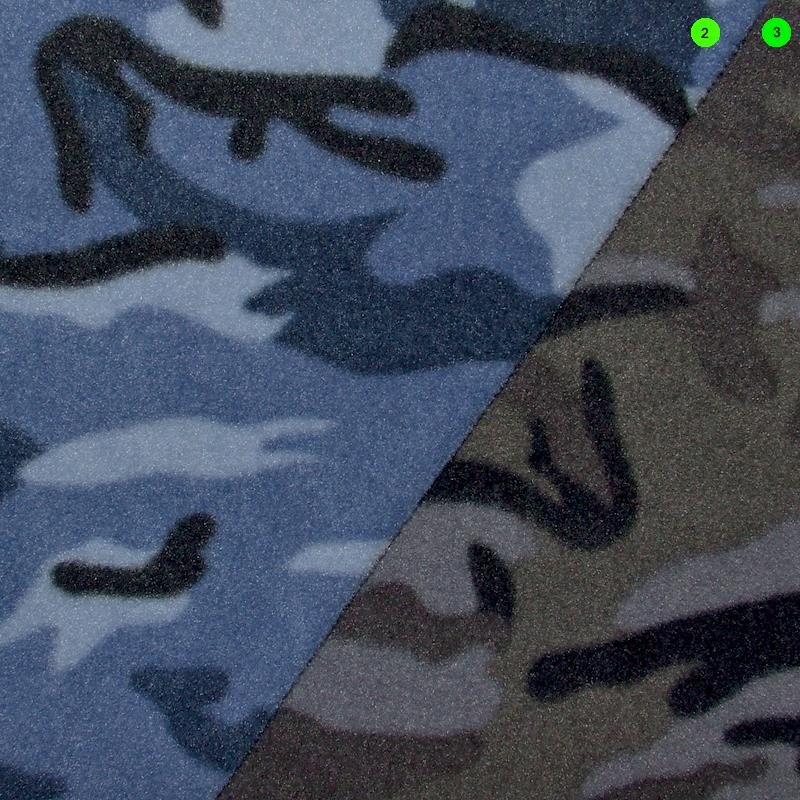 Anti Pilling Fleece Druck Camouflage 02 blau-jeansblau