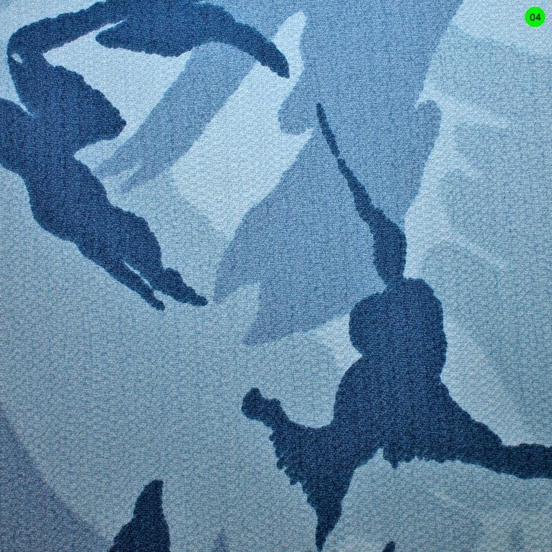 Elastischer Baumwoll-Canvas Camouflage Druck 04 hellblau-marine