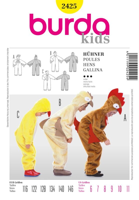 Burda Schnittmuster Kinder Kostüm Gr. 116 - 146