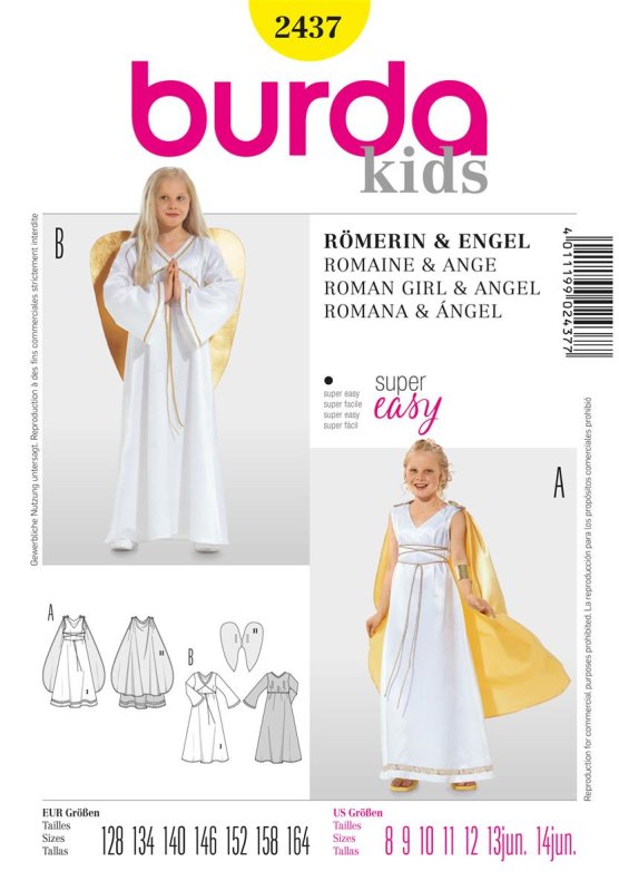 Burda Schnittmuster Kinder Kostüm Gr. 128 - 164