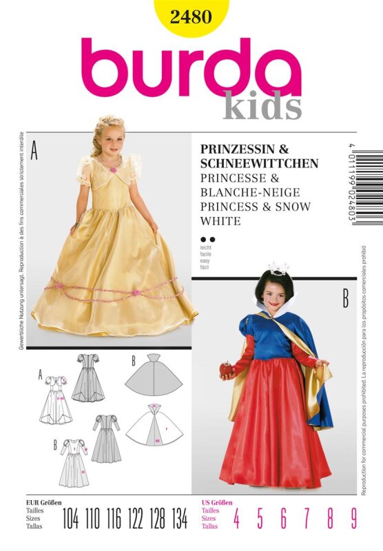 Burda Schnittmuster Kinder Kleider Gr. 104 - 134