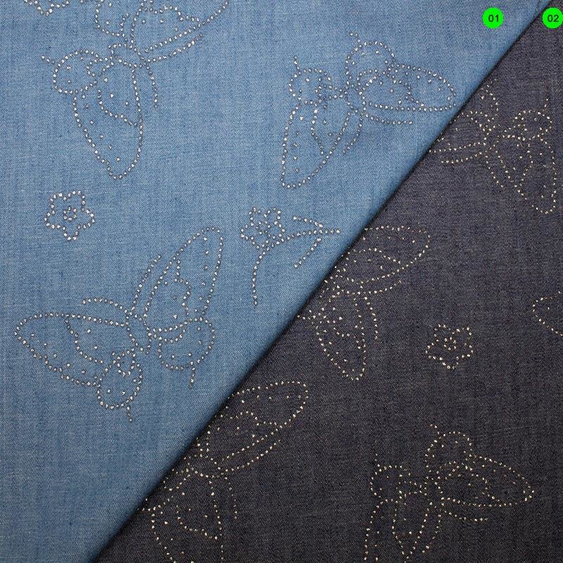 Denim light Metalldruck 01 mittelblau