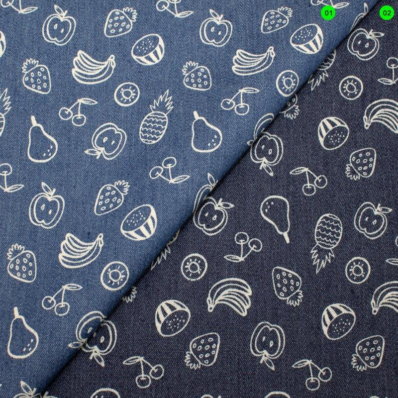 Stretch Jeans bedruckt 02 dunkelblau