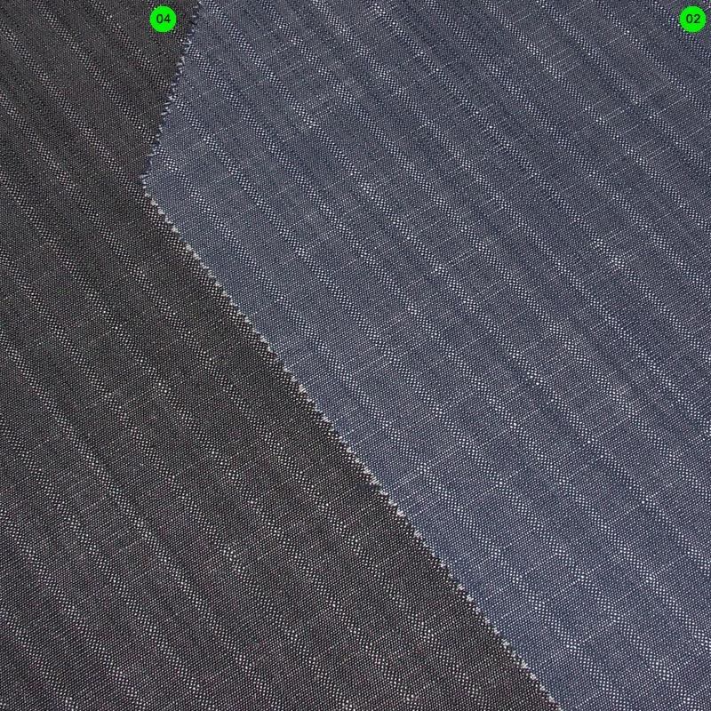 Denim-Jacquard Querstretch Streifen 02 blau