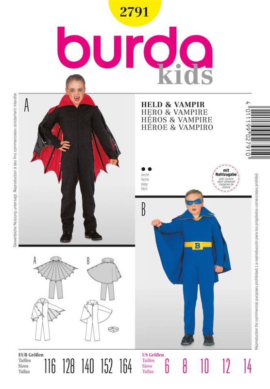 Burda Schnittmuster Kinder Kostüme Gr. 116 - 164