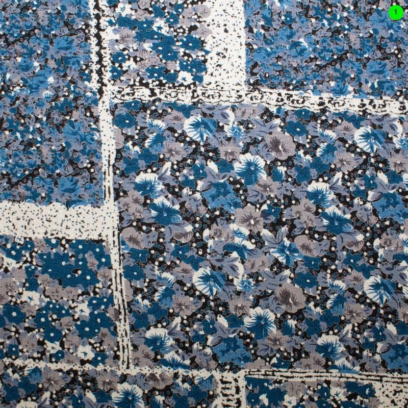 Jerseystoffe bedruckt, Blumen 01 blau