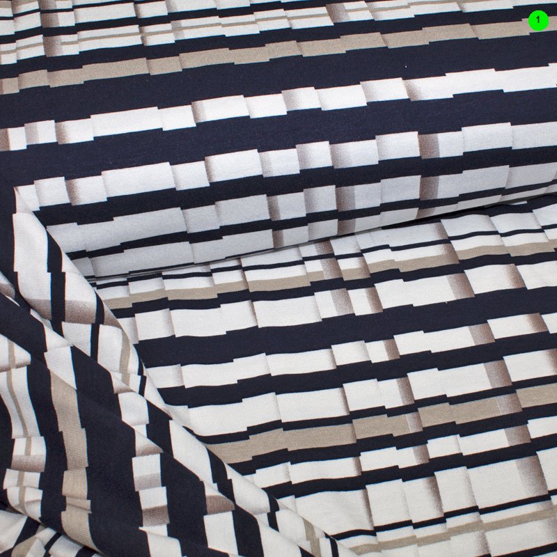 Jerseystoffe bedruckt Plissee Optik 01 beige