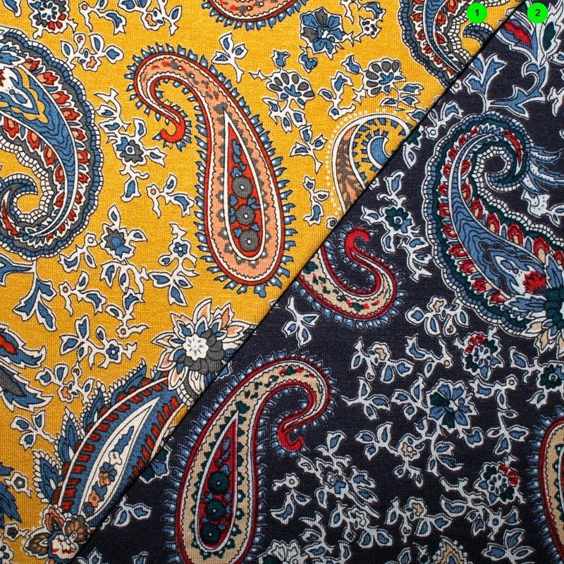 Viskose Jersey ÖkoTex Paisley 01 ocker
