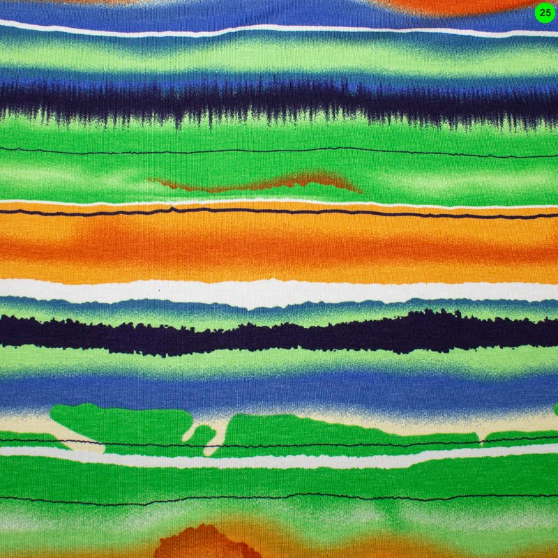 Jerseystoffe bedruckt 25 orange-grün-blau