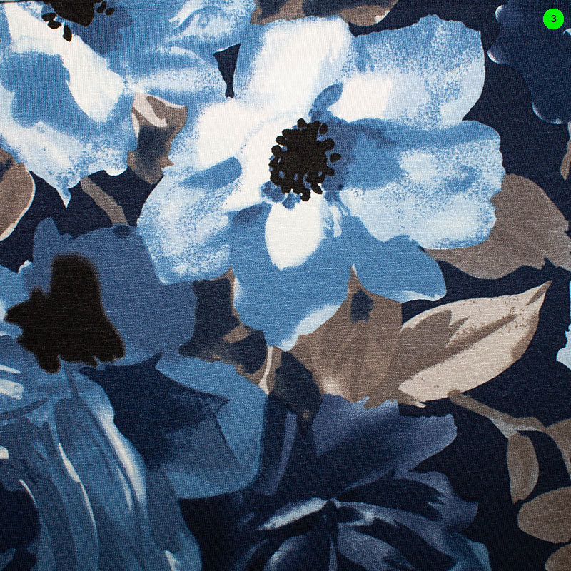 Jersey Viskose bedruckt Rosen 03 marine