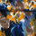 Jersey Viskose bedruckt Blumen 08 blau-orange