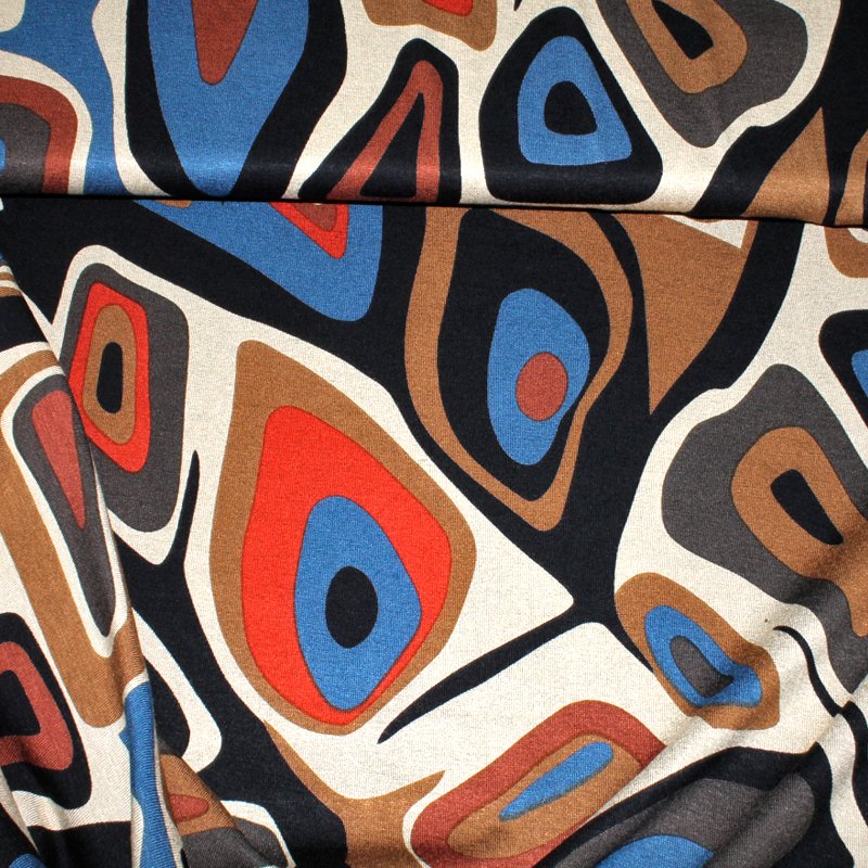 Winterjersey "DIGI" Druck Retro 02 blau-terracotta