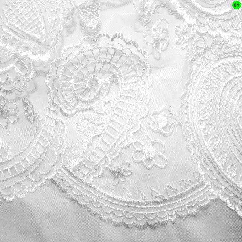 Spitze Paisleymuster mit Bogenkante 01 weiß
