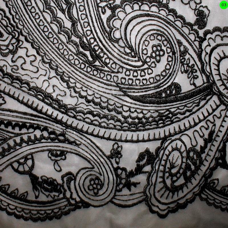 Spitze Paisleymuster mit Bogenkante 03 schwarz