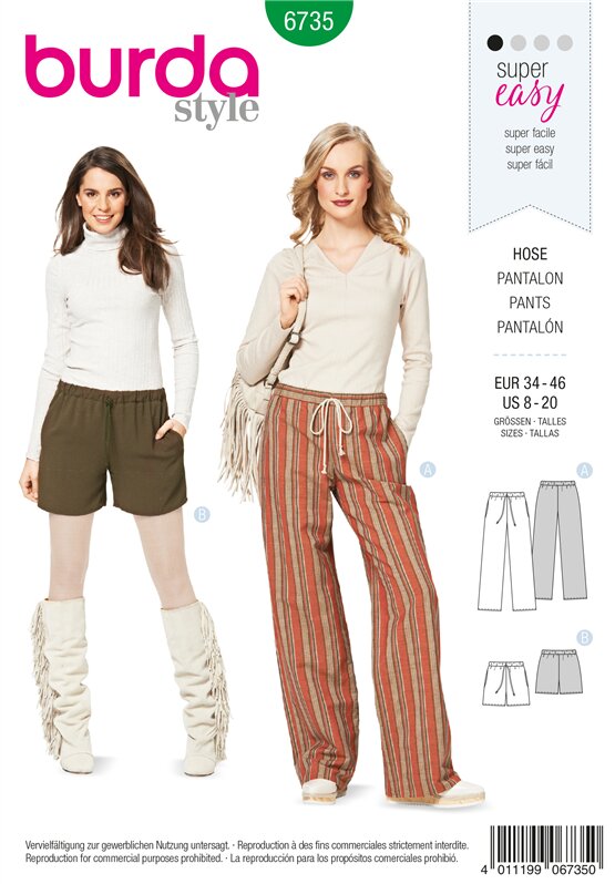 Burda Schnittmuster Damen Hose Gr. 34 - 46