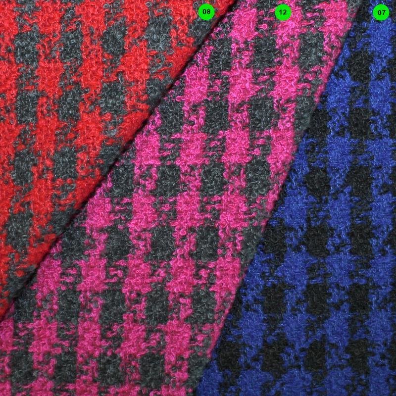 Bouclé Hahnentritt 08 rot-grau