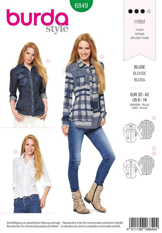 Burda Schnittmuster Damen Bluse Gr. 32 - 42