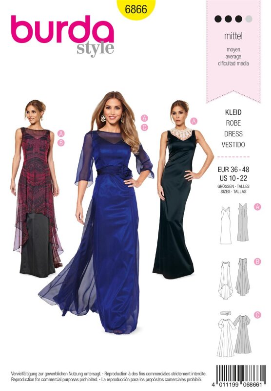 Burda Schnittmuster Damen Kleid Gr. 36 - 48