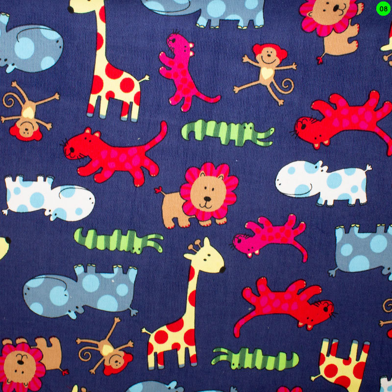 Babycord Tiere 08 blau