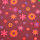 Baumwolljersey Muster Blumen 02 rotbraun