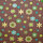 Baumwolljersey Muster Blumen 05 braun
