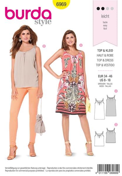 Burda Schnittmuster Damen Top + Kleid Gr. 34 - 46