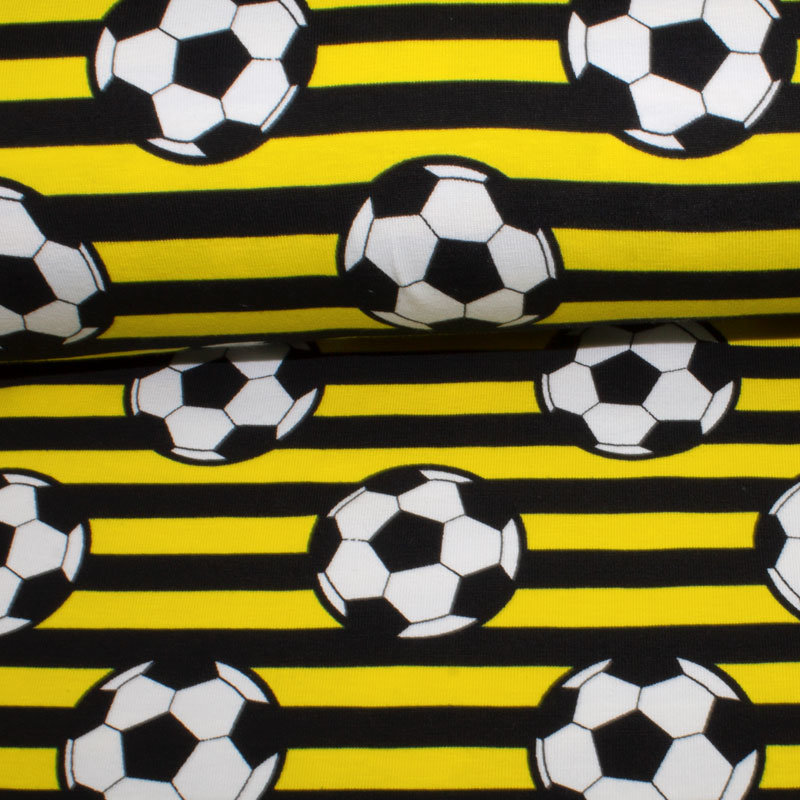 Baumwolljersey Fussball 03 gelb-schwarz