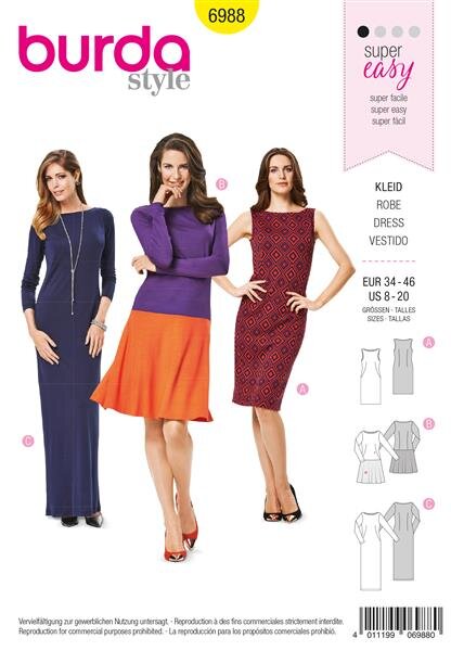 Burda Schnittmuster Damen Kleid Gr. 34 - 46