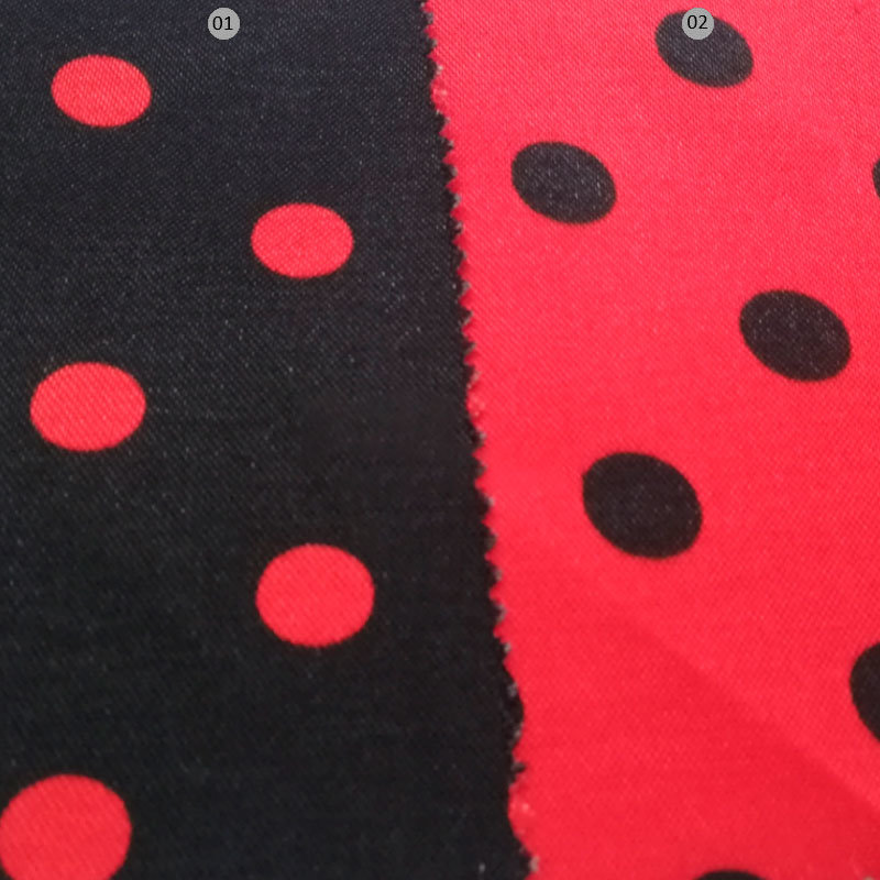 Satin angeraut und bedruckt 02 rot schwarz