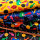 Satin angeraut und bedruckt 03 schwarz