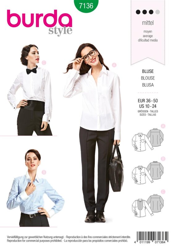 Burda Schnittmuster Damen Bluse Gr. 36 - 50