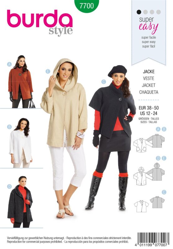 Burda Schnittmuster Damen Jacke Gr. 38 - 50