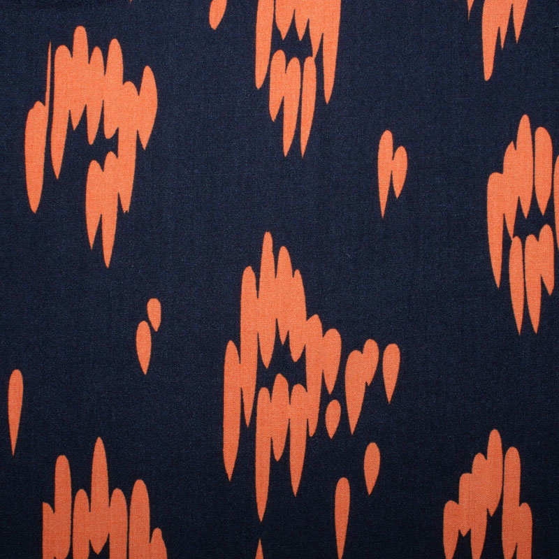 Viskose Mouseline bedruckt 03 dunkelblau-orange