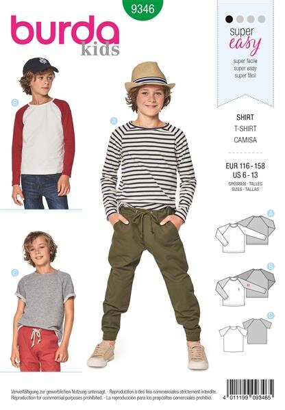 Burda Schnittmuster Kinder Shirt Gr. 116 - 158