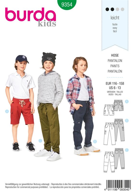 Burda Schnittmuster Kinder Hose Gr. 116 - 158