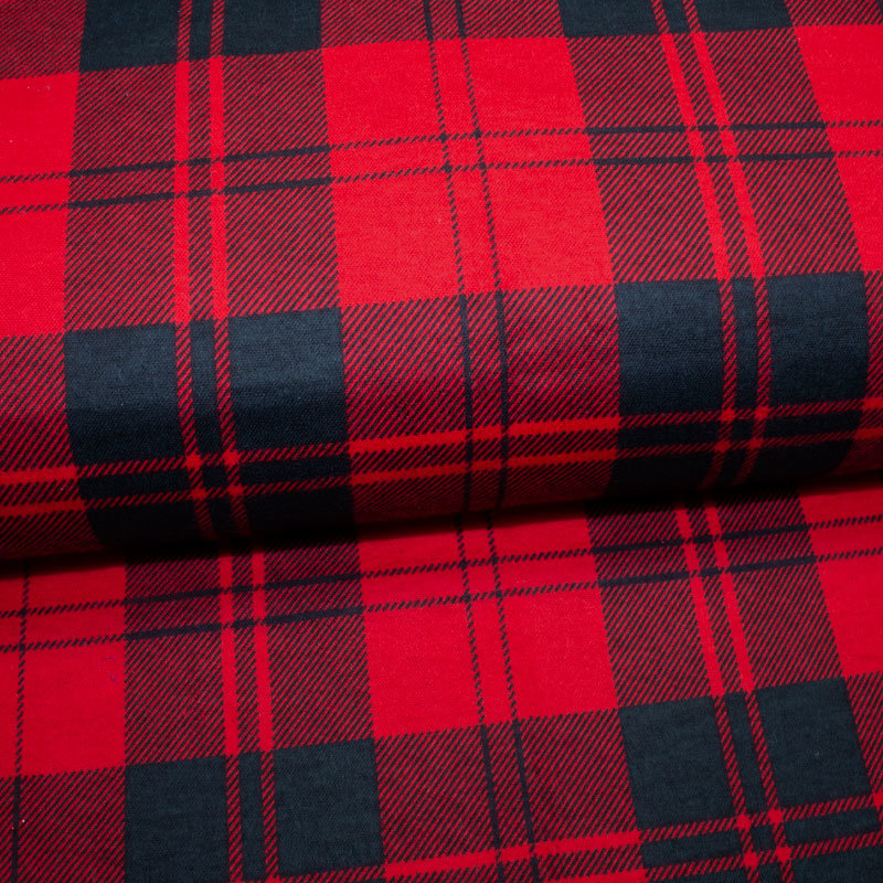 Baumwoll-Flanell Karo groß 02 rot-schwarz