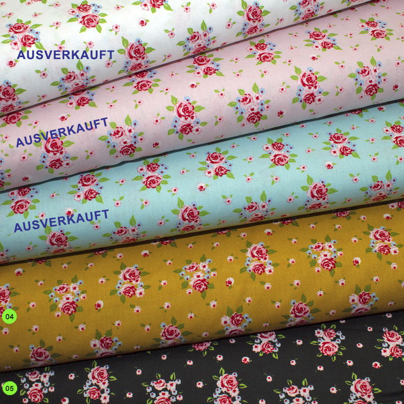 Dirndlserie  Druck Rosen klein und Rosenbukett 05 schwarz