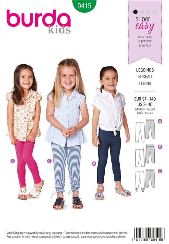 Burda Schnittmuster Baby/Kinder Leggings Gr. 97 - 140
