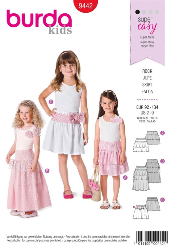 Burda Schnittmuster Baby/Kinder Rock Gr. 92 - 134