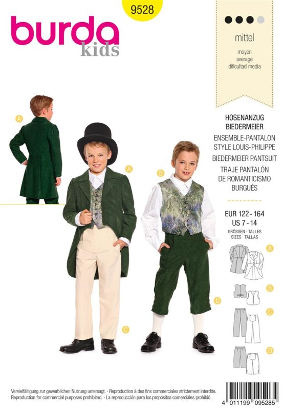 Burda Schnittmuster Kinder Kostüm Gr. 122 - 164