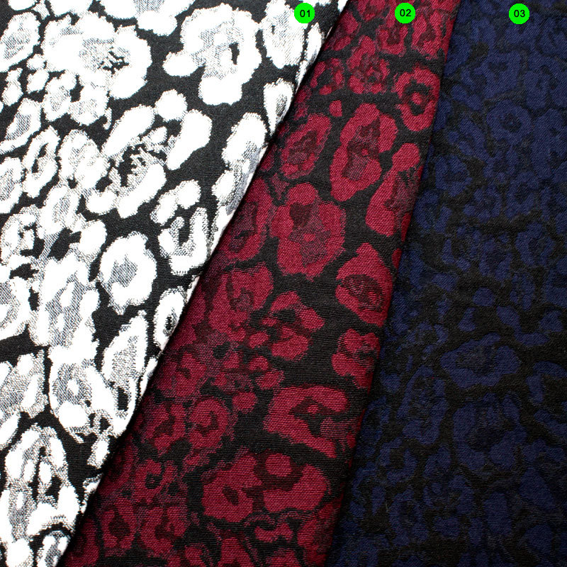 Animal-Jacquard Stretch 02 weinrot-schwarz